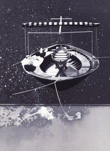 Lélekhajó, 2012, vegyes technika, fényvisszaverő reflexfólia, jelzőtábla